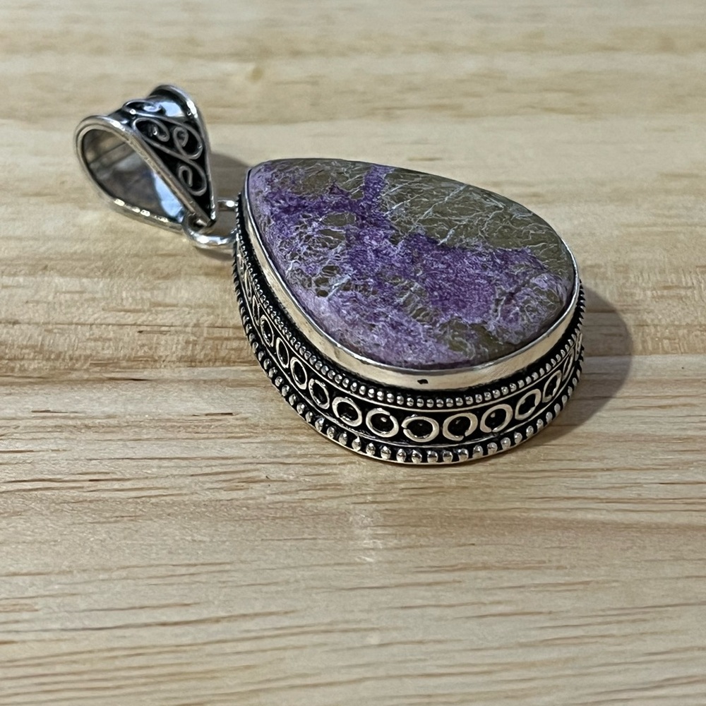 ATLANTISITE GEMSTONE 925 STAMPED SILVER PLATED PENDANT - Picture 2 of 5